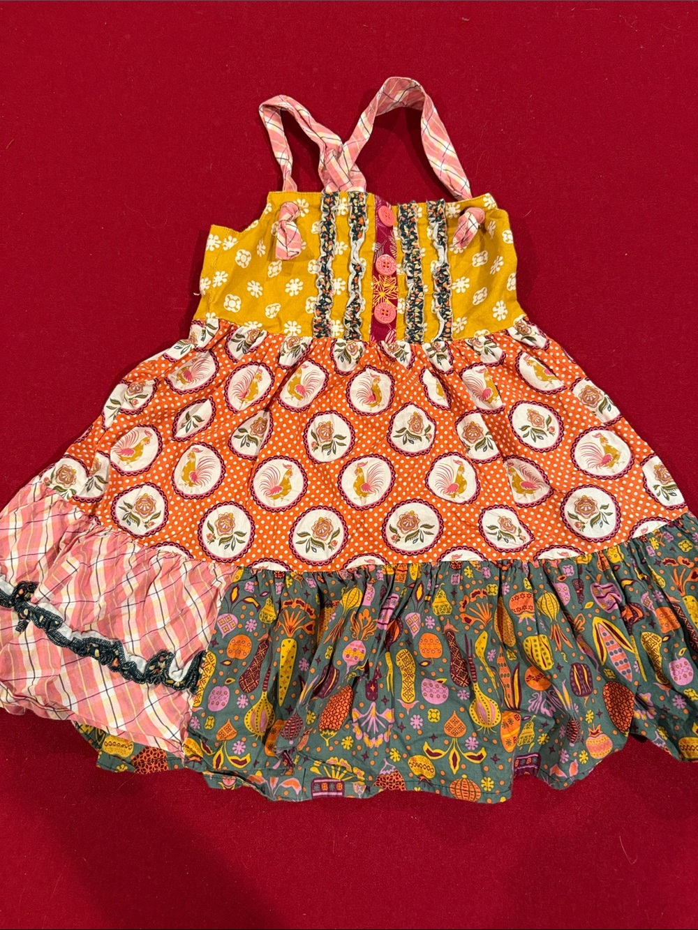 Matilda Jane Girls Multicolor Patterned Sundress - Yellow, Orange, Pink, Green